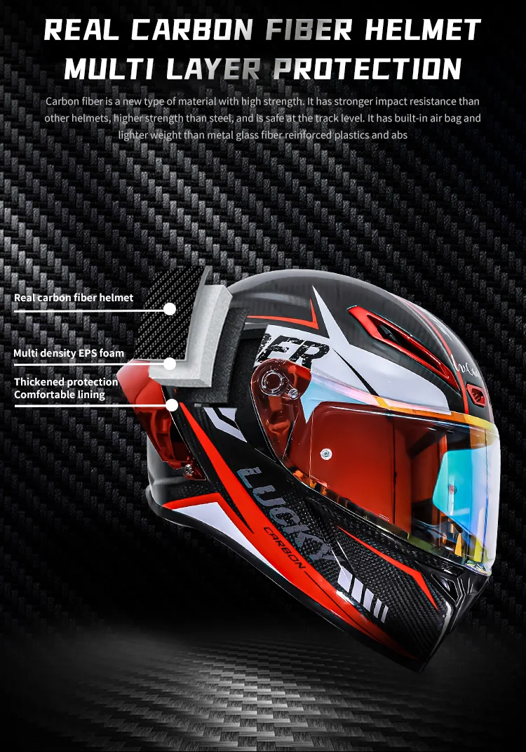 Racing Helmet with Red Visor Premium Quality Full Face Motorcycle & Powersports Helmets DOT Approved Street Bike Casco De Moto