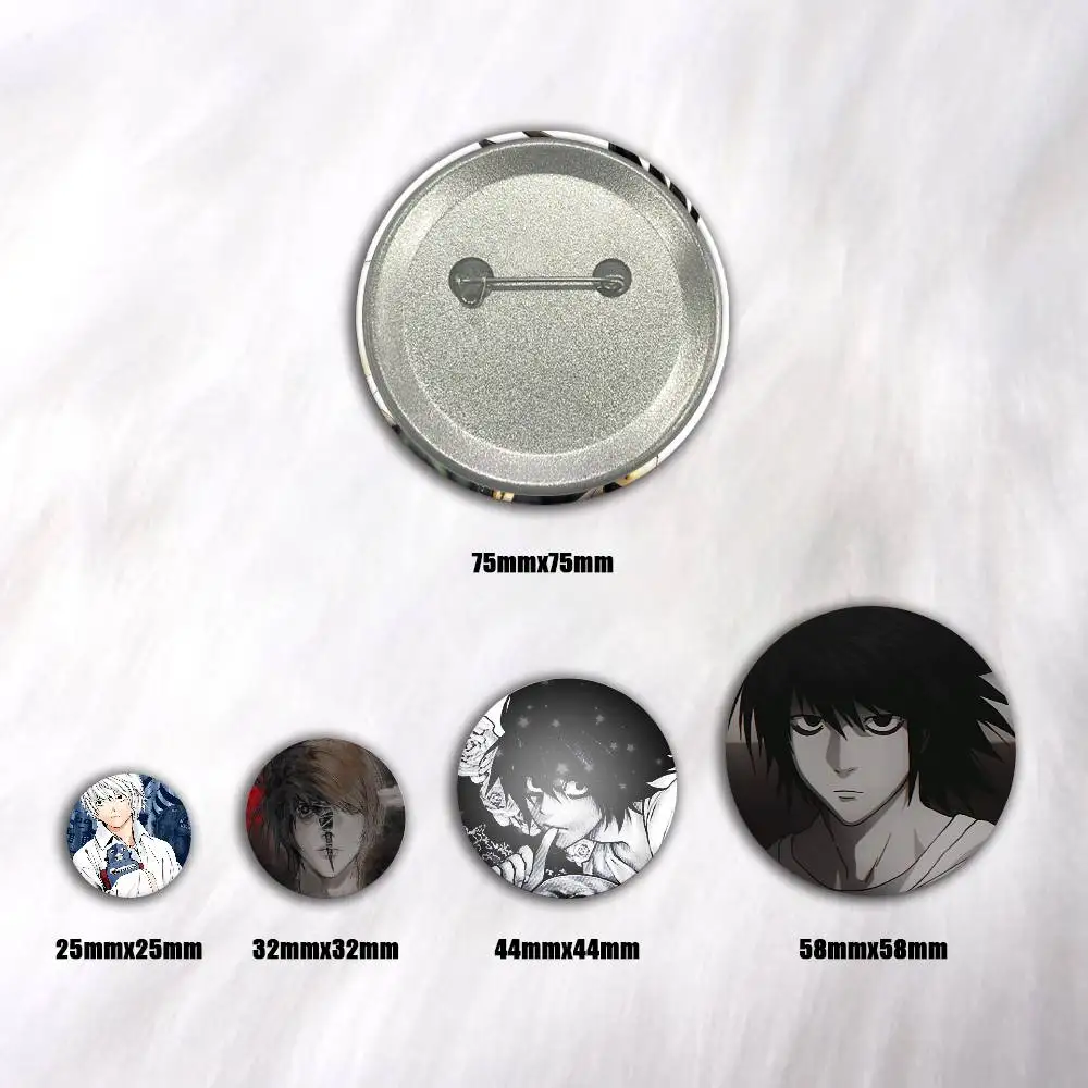 A-anime D-DEATH-H NOTE Snap-in Pins Cartoon Character Round Creative Brooches For Backpack Accessories Jewelry Gifts