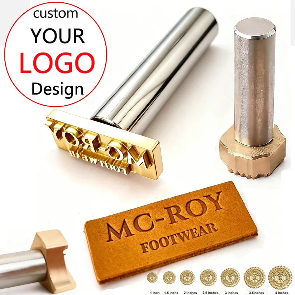 LOGO Custom Leather Branding Iron Stamp, Personalized M8 Brass Embosser Seal Leather Crafting Tool for Leather Craft,Fur,Leather