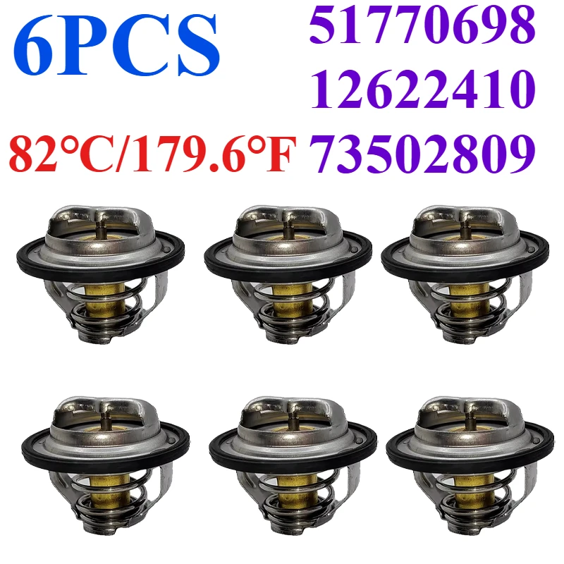 

6PCS 82℃ 51770698 12622410 73502809 For Buick Regal Lacrosse Chevrolet Captiva HHR Fiat Croma Opel SAAB Vauxhall Thermostat
