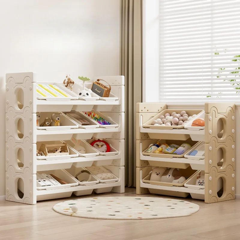 Toy Storage Organizer for Kids Multi Level Toy Shelf Rack Children's Book Storage Cabinet Toddler Playroom Nursery Organizer