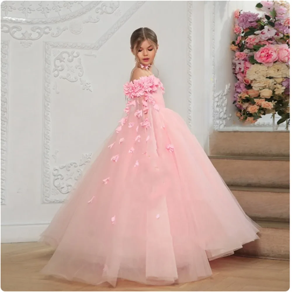 Tulle Elegant Flower Girl Dresses decalcomanie 3D per matrimoni Princess Kids Birthday Evening Party First eucartical Pageant Prom