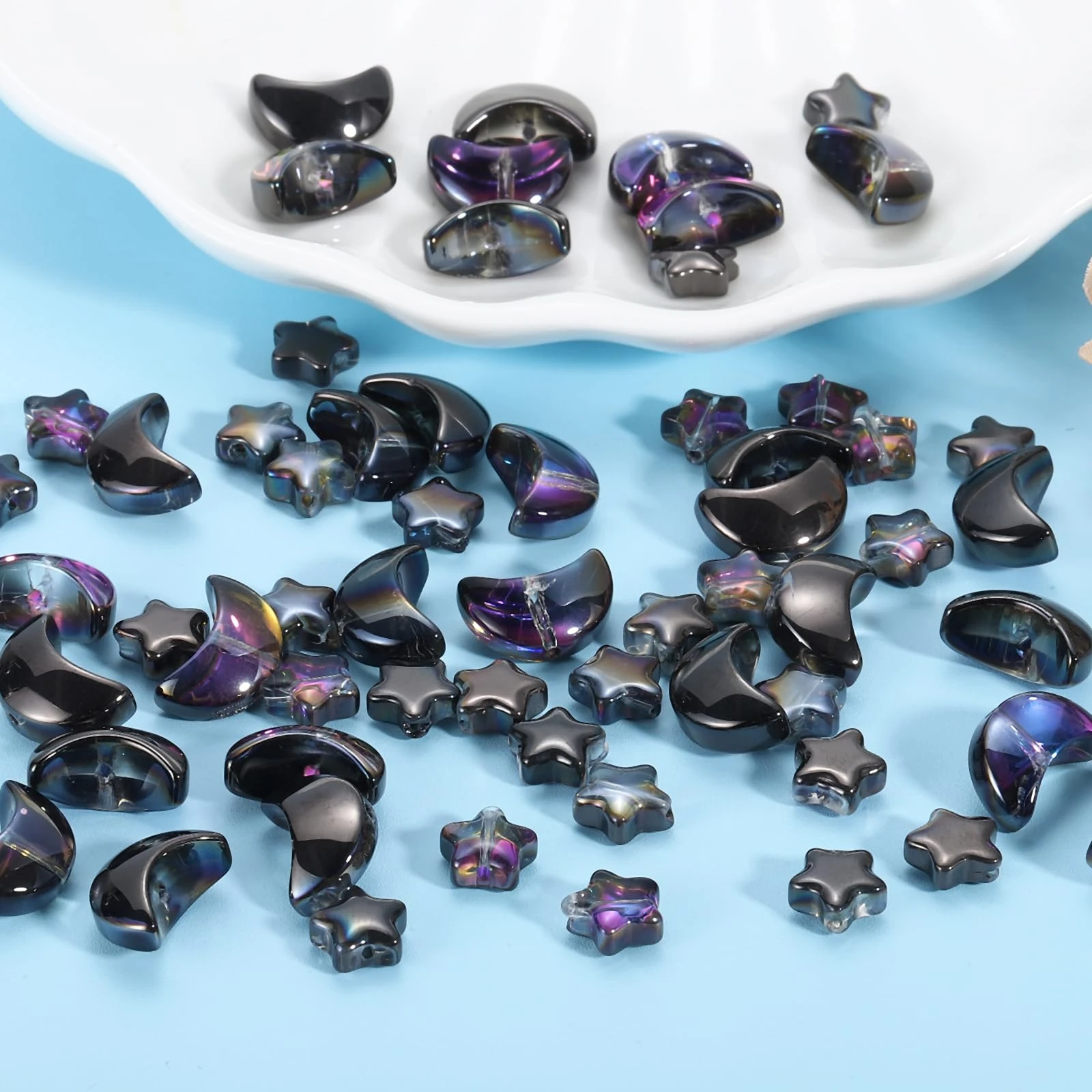 60Pcs Crystal Star Moon Pendants Mixed Glass Loose Beads Crafts for DIY Jewelry Making Handmade Earring Necklace Accessories image 3