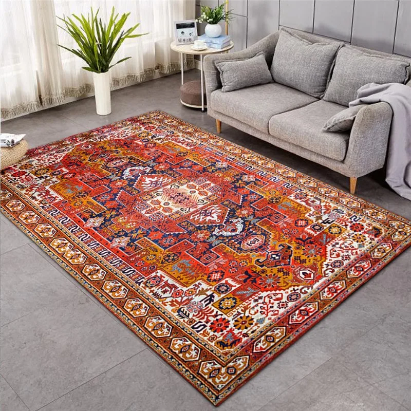 Retro Persian Ethnic Style Printed Carpet Living Room Bedroom Bedside Decoration Carpet Large Area Covering Coffee Table Carpet