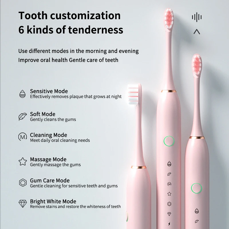 New Sonic Electric Toothbrush USB Rechargeable Teeth Whitening Oral Cleaner Ultra Sonic Automatic Tooth Brush Travel Box Holder