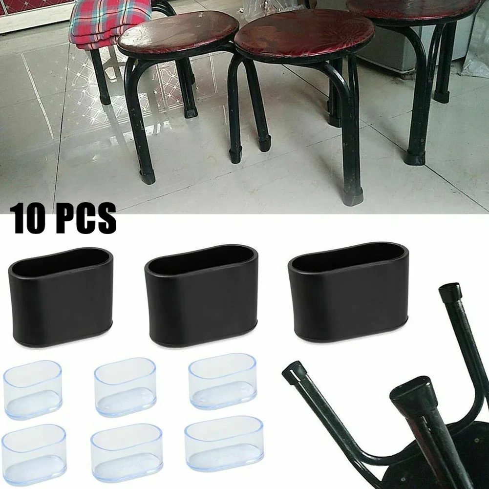 

10Pcs PVC Rubber Chair Leg Oval Covers Replacement Part Table Feet Cap Floor Protector Home Decor Furniture Feet Accessories