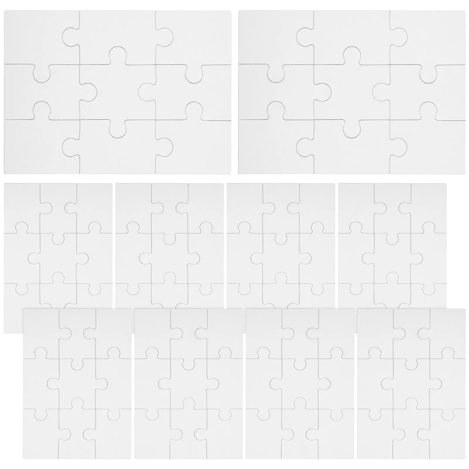 

10 Sheets Blank Puzzle Pieces for DIY Crafts Drawing Coloring Activities Kids Educational Creativity Imagination Development