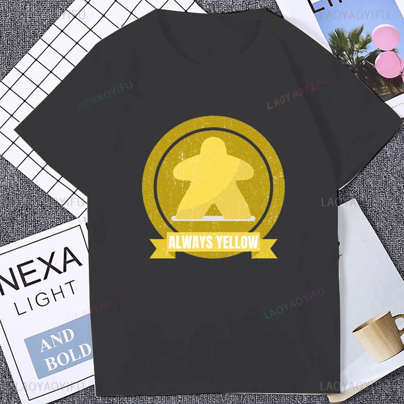 Board Game Meeple Always Yellow Funny Tshirt Fashion Cotton Man T Shirt Harajuku Breathe Comfort Summer Style Y2K Women T-shirt