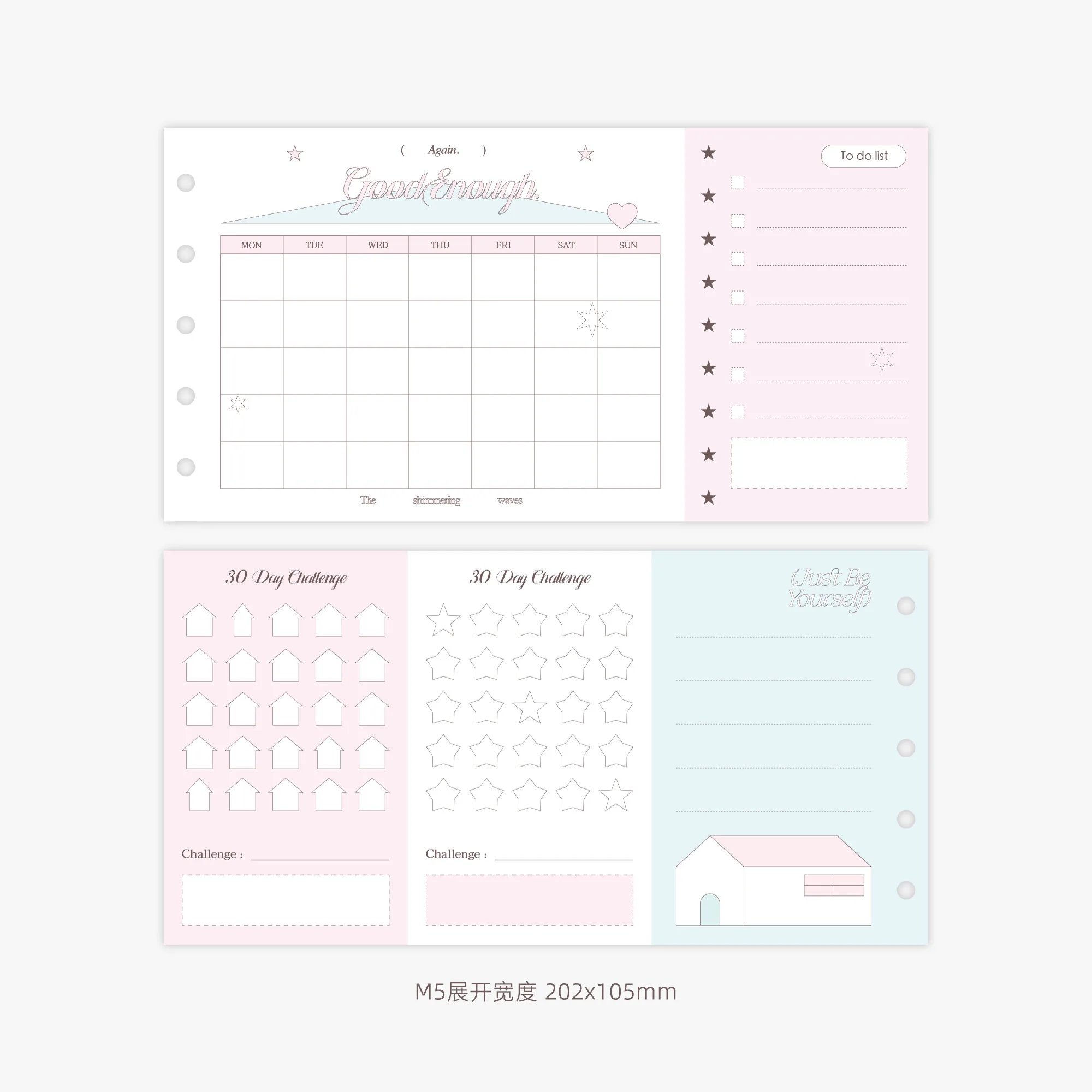 12 Sheets A7 M5 Refill Paper Tri-fold Planner Insert Hole Punched Pages for Ring Binder Habit Tracker & To-Do List Refill view 2