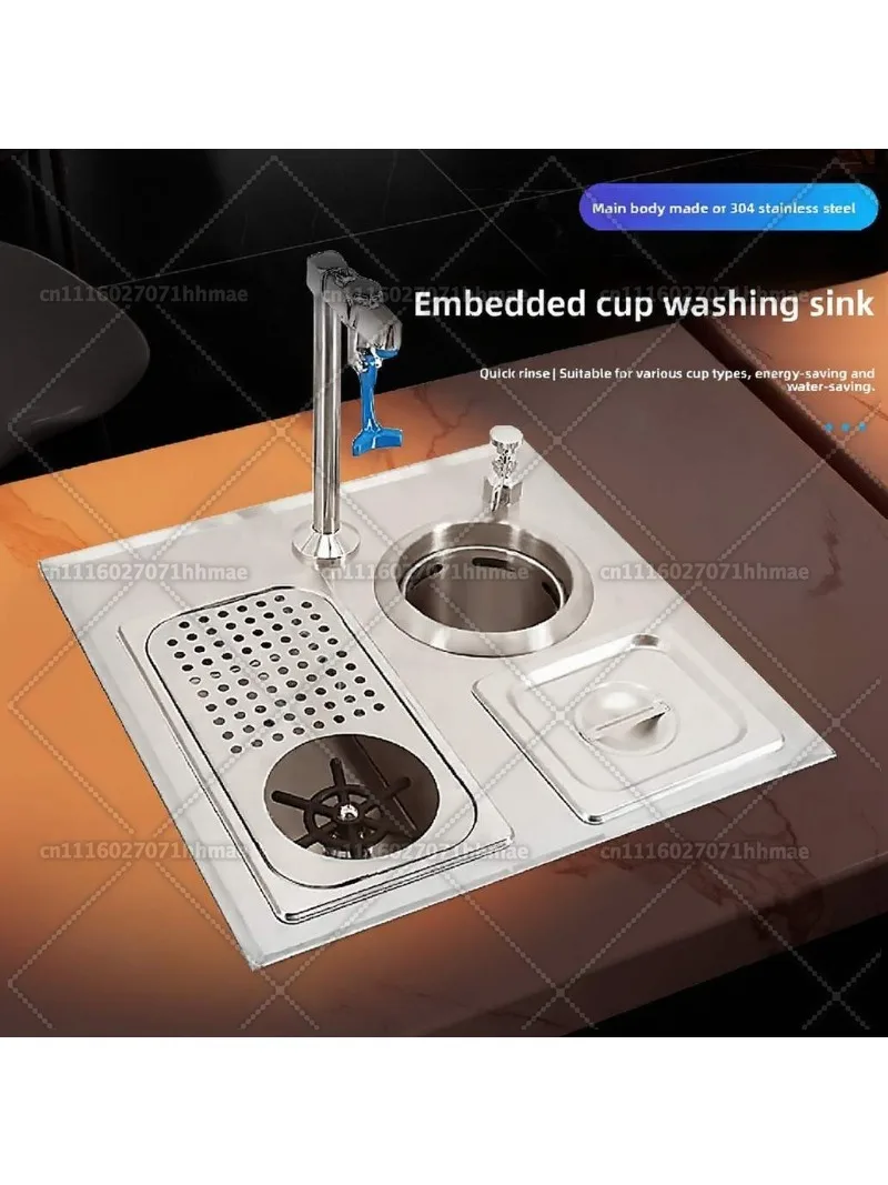 Bar Push Cup Faucet Stainless Steel High Pressure Cup Washer Set Cafe Milk Tea Bar Water Bar Kitchen Water Station