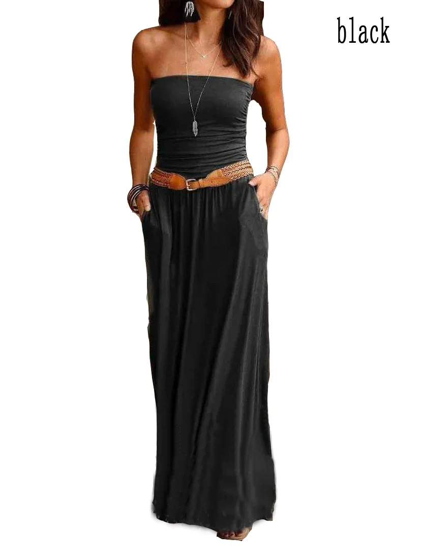2023 femmes mode été S-2XL fibrPrinted solide document robe mince décontracté possède tube haut jupe dame respzed robe de soirée