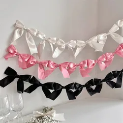 INS Bowknot Ribbon Garland Flags Princess Girls Room Wall Hanging banenr for Kids Birthday Baby Shower Wedding Party Decoration