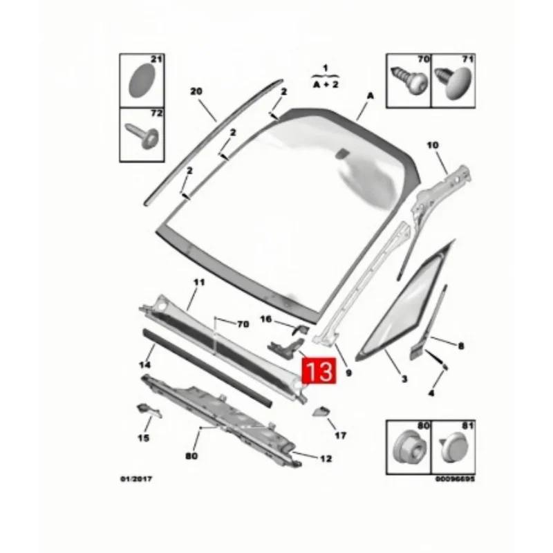 9676168880 9676168780 Suitable For Citroen C4 Picasso B78 Original new Foam material Foam windshield wiper sponge