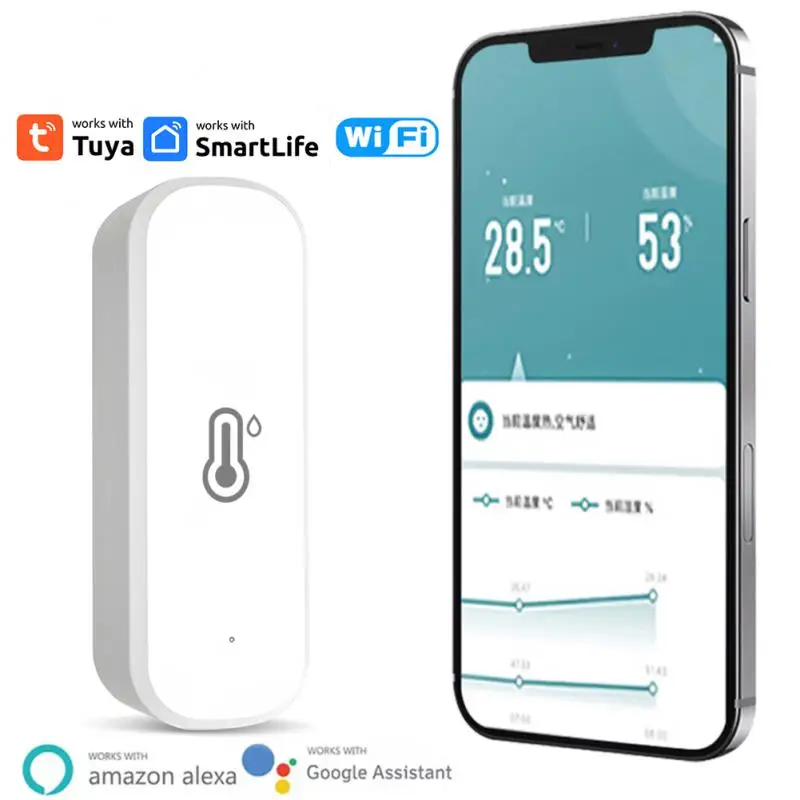 

Tuya Wifi Smart Temperature And Humidity Sensor Smart Home Assistant Security Production Work With Alexa Home