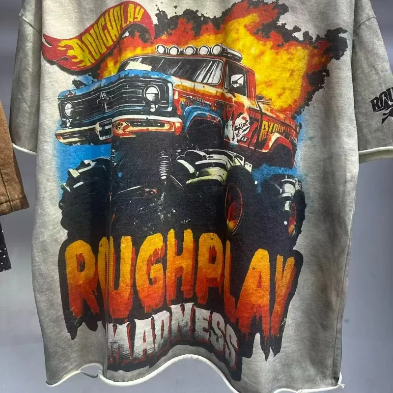 Oversized Rough Car Printing Tshirts Men Women Oversized T Shirt