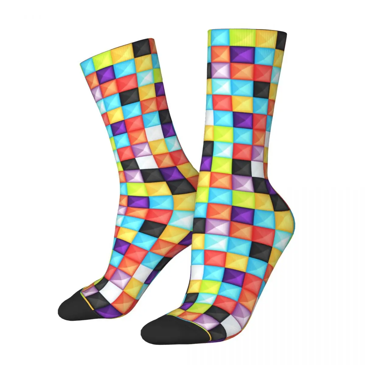 3d Blocks Puzzle Design Crew Socks Merch for Unisex Breathable Dress Socks