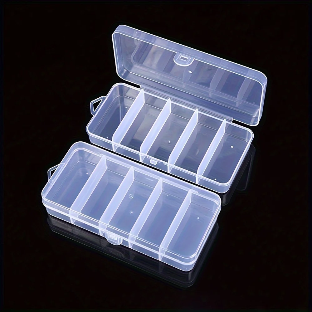5-Compartment Clear Plastic Organizer Box for Jewelry, Beads, Buttons & DIY Crafts, Beading Storage, Beading&Jewelry