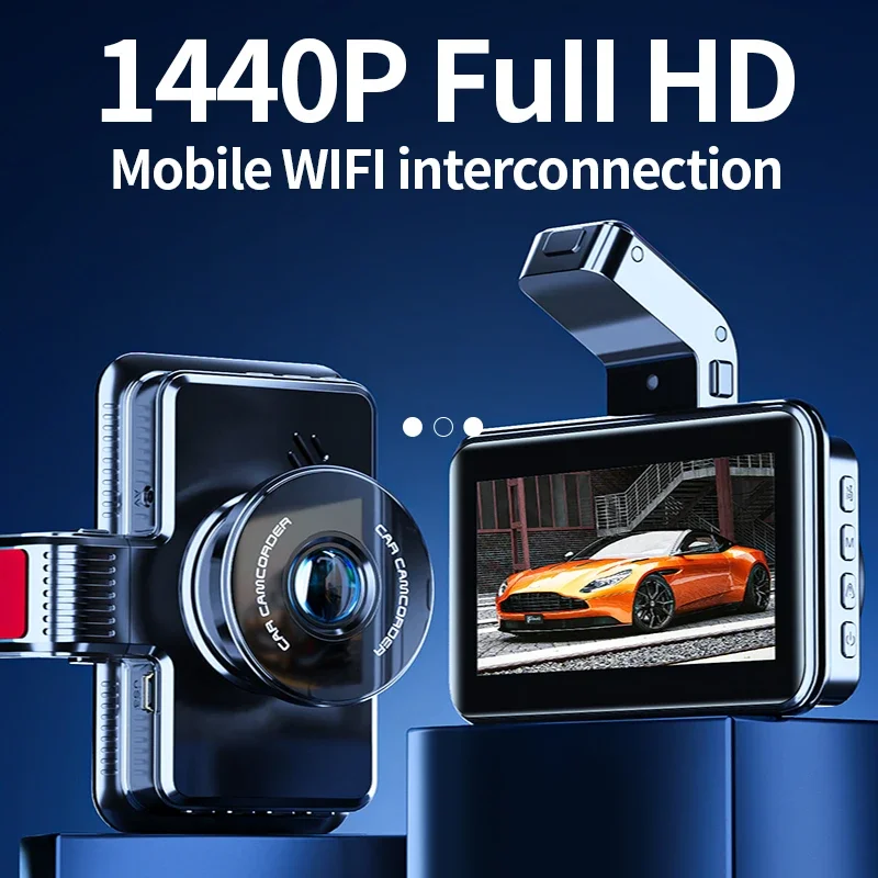 With WiFi Dash Cam Loop Record Car 1440p Front Camera for Car G-Sensor Surveillance 24-hour Parking Monitoring Video Recorder