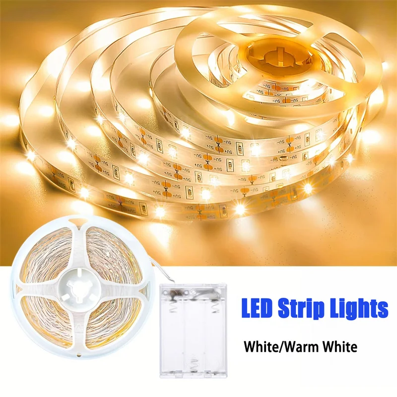

3AA Battery Power Led Strip Light SMD2835 1M 2M 3M 5M 10M Flexible Lighting Ribbon Tape White/Warm White Lamp Strip Backlight