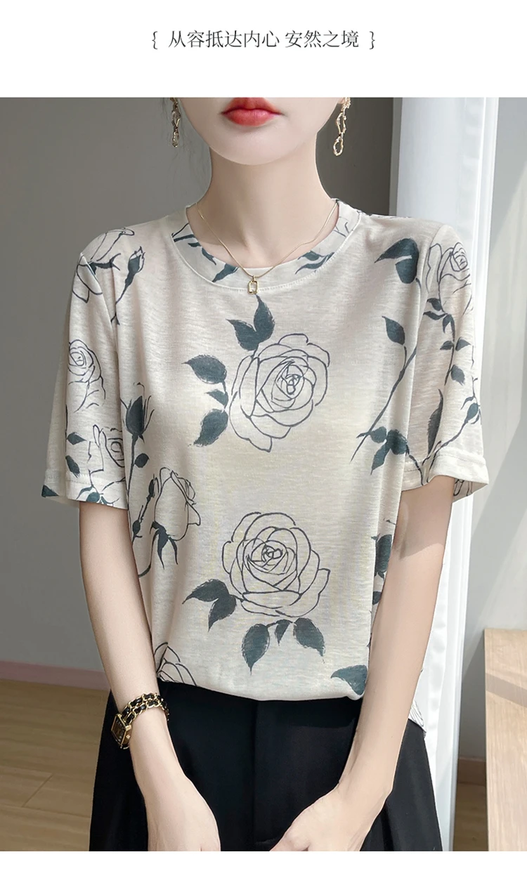 Summer Round Neck Acetic Acid Satin Short Sleeve T-shirt Women's Simple Half Sleeve White Blouse With Thin Inside