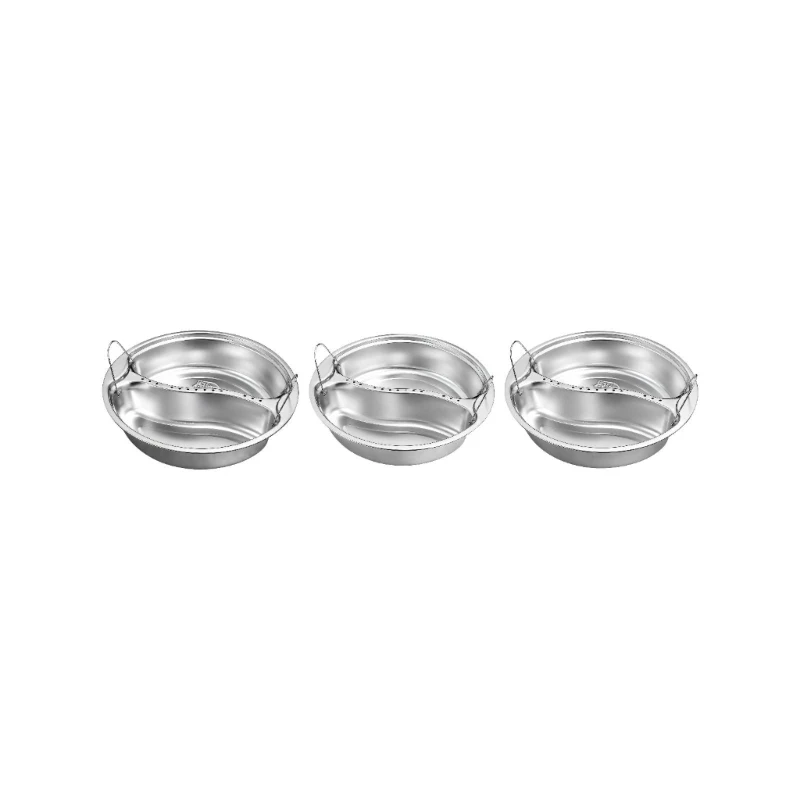 Kitchen Steam Tray Metal Round Cooker Insert with Wire Grip Handles for Rice Cooker Use and Two Item Service at Table 87HA