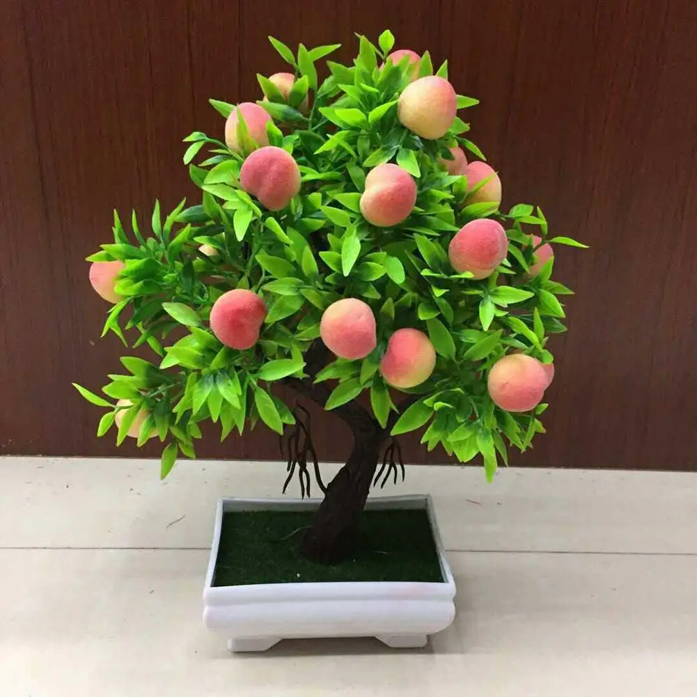 

Fake Peach Tree Artificial Plant Bonsai Peach Fruit Tree Window Sill Decoration Garden Fake Plant Potted Flower Faux Bonsai