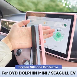 For BYD DOLPHIN MINI SEAGULL EV GPS Screen Frame Cover Silicone Central Control Protector Trim Strip Auto Accessores