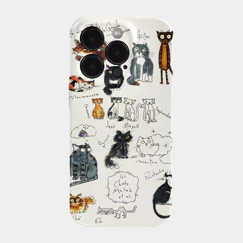 

Ins Korean White Fun Cat Phone Case for IPHONE 17 Air 16E 15 PROMAX 14 Plus 13 12 MINI 11 PRO 16Plus XR XS Acrylic Phone Cover
