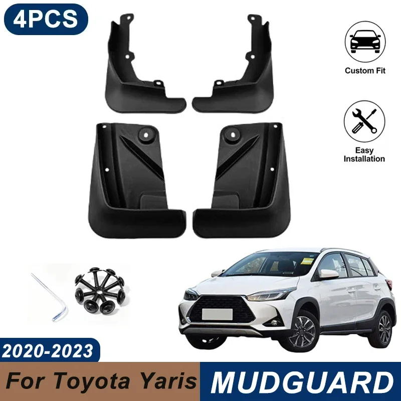 4PCS Car Mud Flaps For Toyota Yaris XP150 Hatchback 2020-2023 Waterproof Anti-Splash Fender Mudguards Auto Exterior Accessories