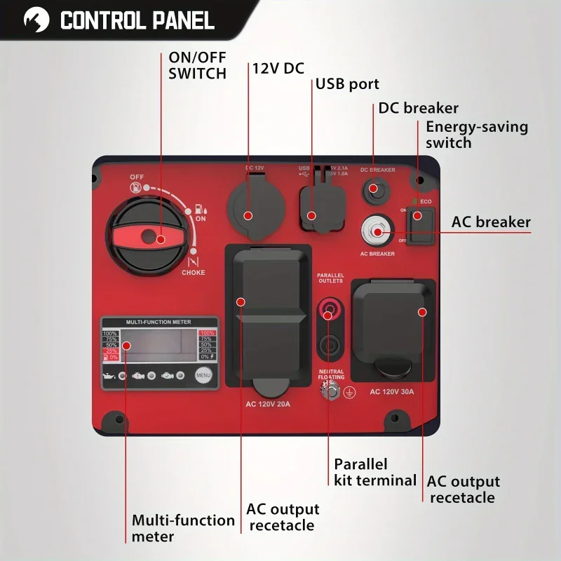 3600W Inverter Gas Generator with Parallel Capability, Lightweight & Portable, HB5035A, Without Battery