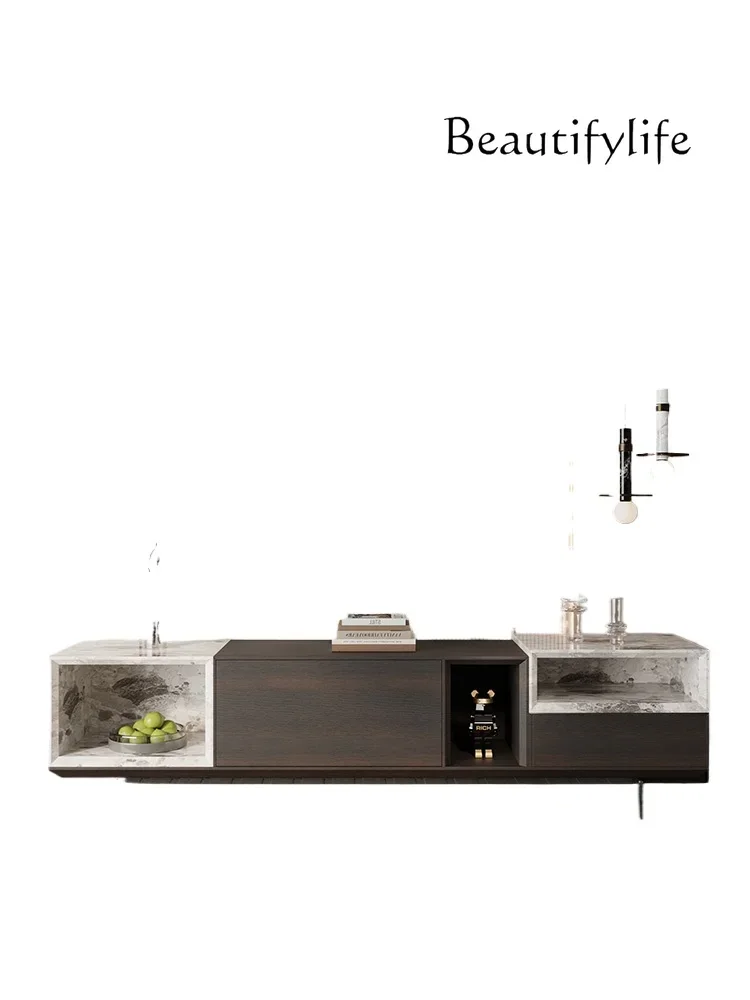 

Italian minimalist marble TV cabinet modern minimalist solid wood living room home floor cabinet Y1