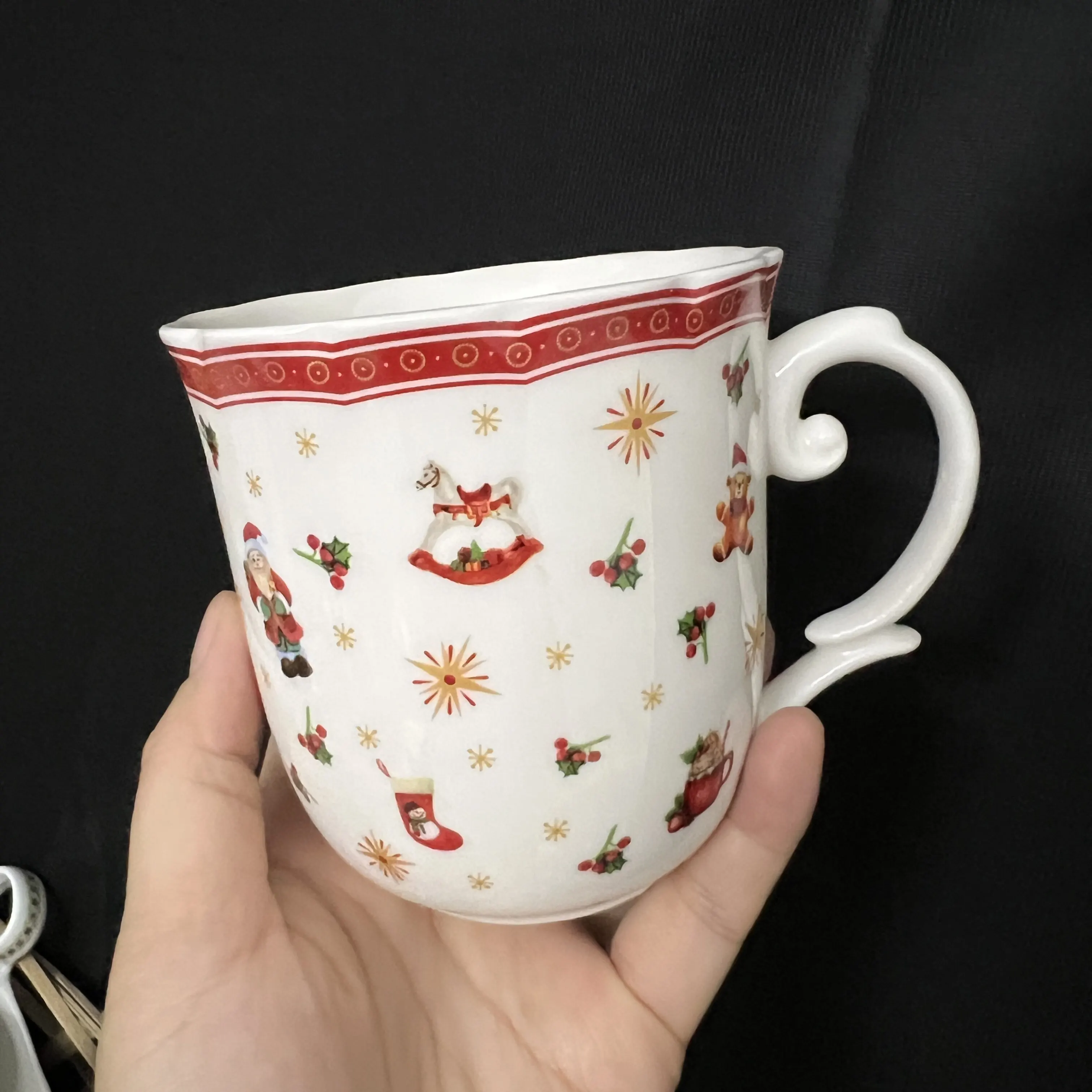 Christmas style gift full flower mug without saucer holder foreign trade export last order water cup teacup