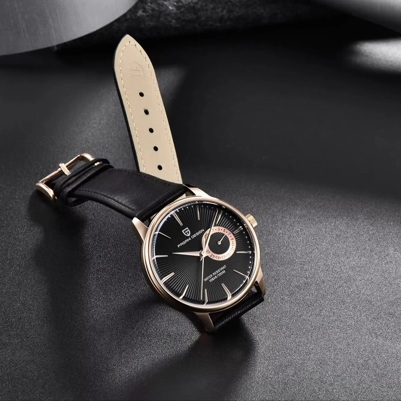 PAGANI DESIGN PD-1654 Men's Luxury Dress Watch Japan VH65 Quartz Movement Leather Strap 40mm Business Wristwatch 30M Waterproof - view 2