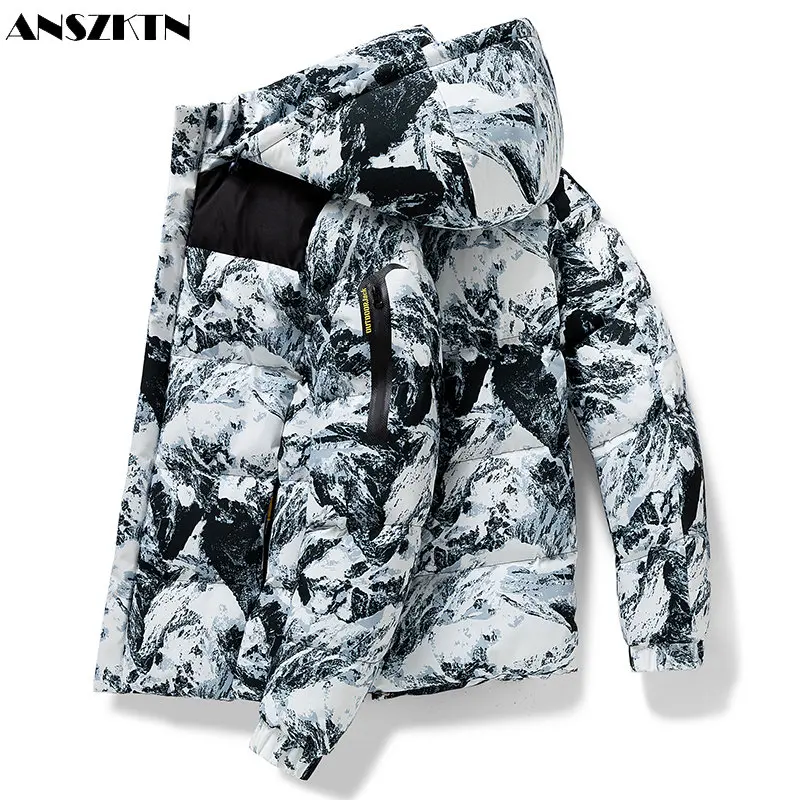 ANSZKTN-Chaqueta acolchada de camuflaje para hombre, abrigo informal, holgado y cálido, tendencia guapo, Invierno