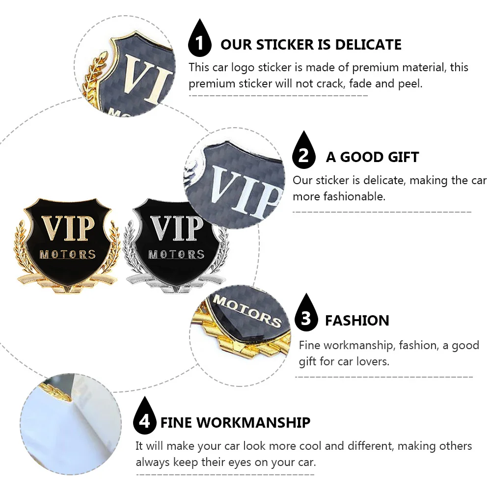 

2Pcs Premium Metal Vip Side Logo Car Sticker Fashion Refit Auto Door Window Badge Decal Body Auto Decoration Car Logo Sticker