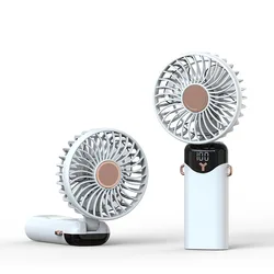 Mini ventilateur USB aste silencieux, portable et pliable, avec support de téléphone et écran d'affichage