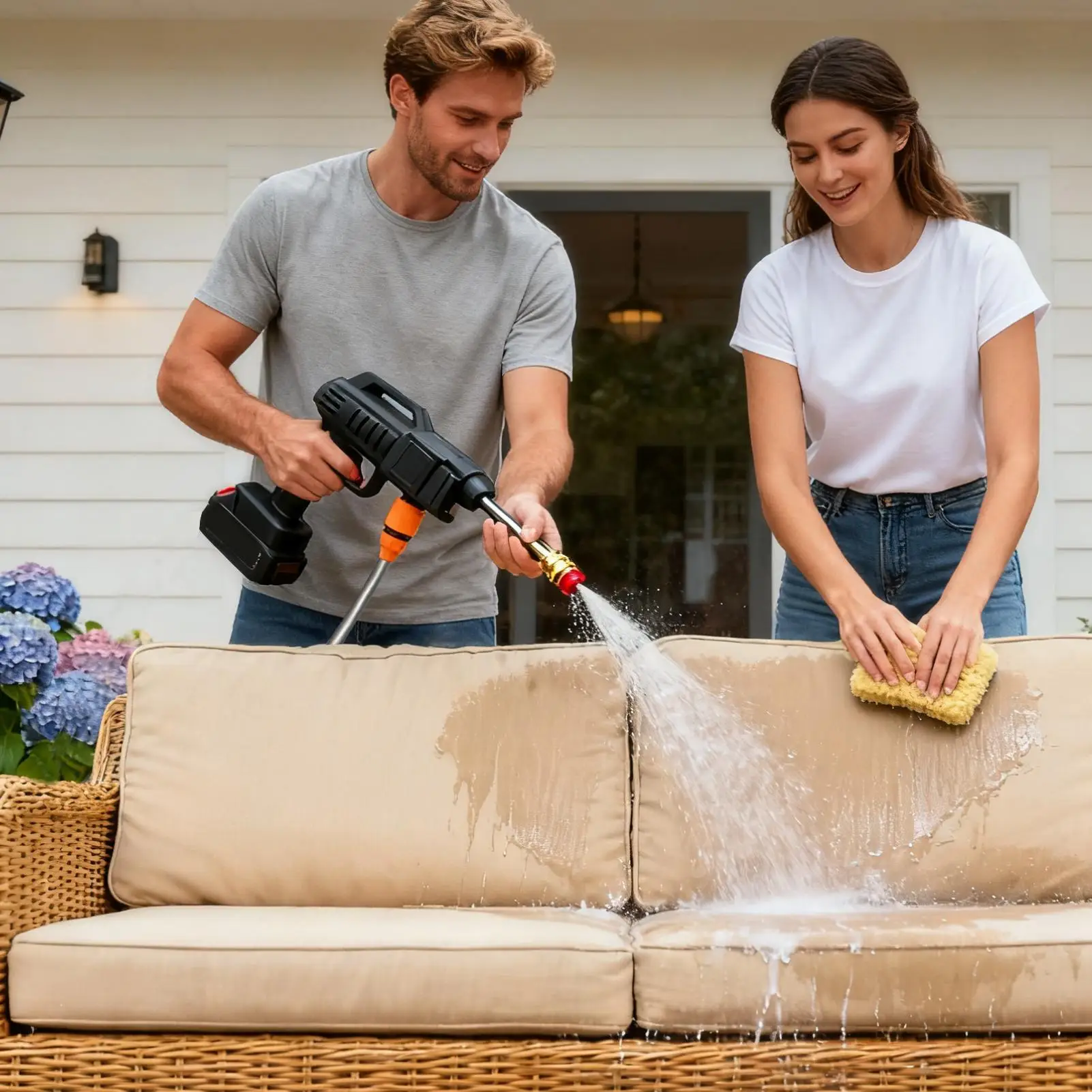 Cordless Power Washer Yard Power Cleaner Rechargeable Car Pressure Washer With 16.4 Ft Hose For Car Home Garden Outdoor Plant