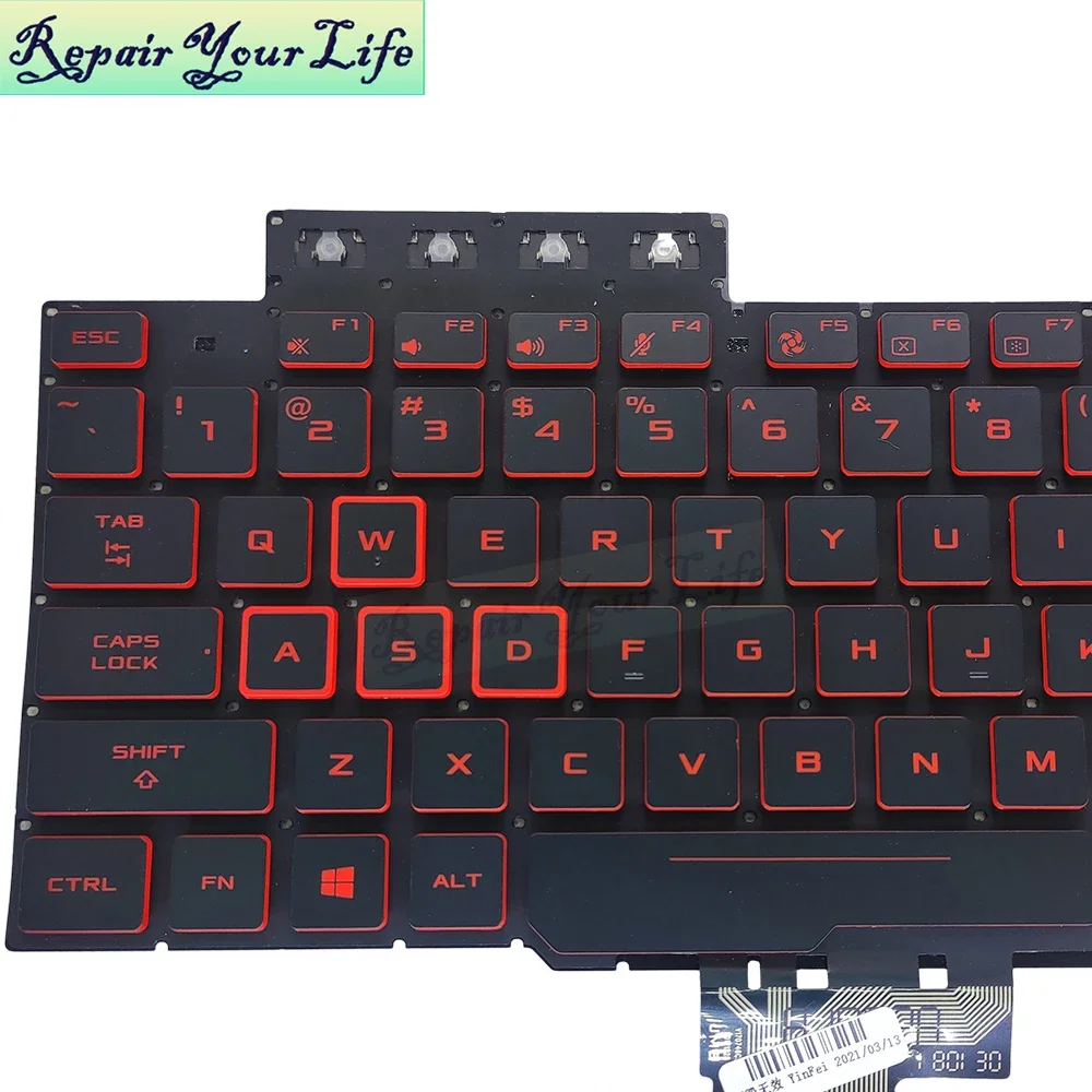 Imagem -04 - Teclado Retroiluminado Vermelho dos Eua Asus Jogos Tuf Fx504 Fx504gd Fx504ge Fx504gm Fx80 Fx80g Fx80ge Fx80gm Fx80gd Fx80g Zx80g V170746es1
