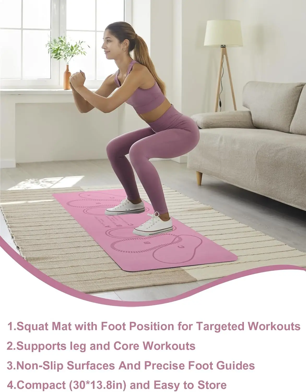 1Pc 1000GSM High Density Silicone Yoga Mat  Non Slip Wear Resistant Waterproof Exercise Mat With Foot Position Guide Line Washable Easy Clean Multipurpose Training Pad For Squats Yoga Strength Training Home Gym Wooden Tile Cement Floor
