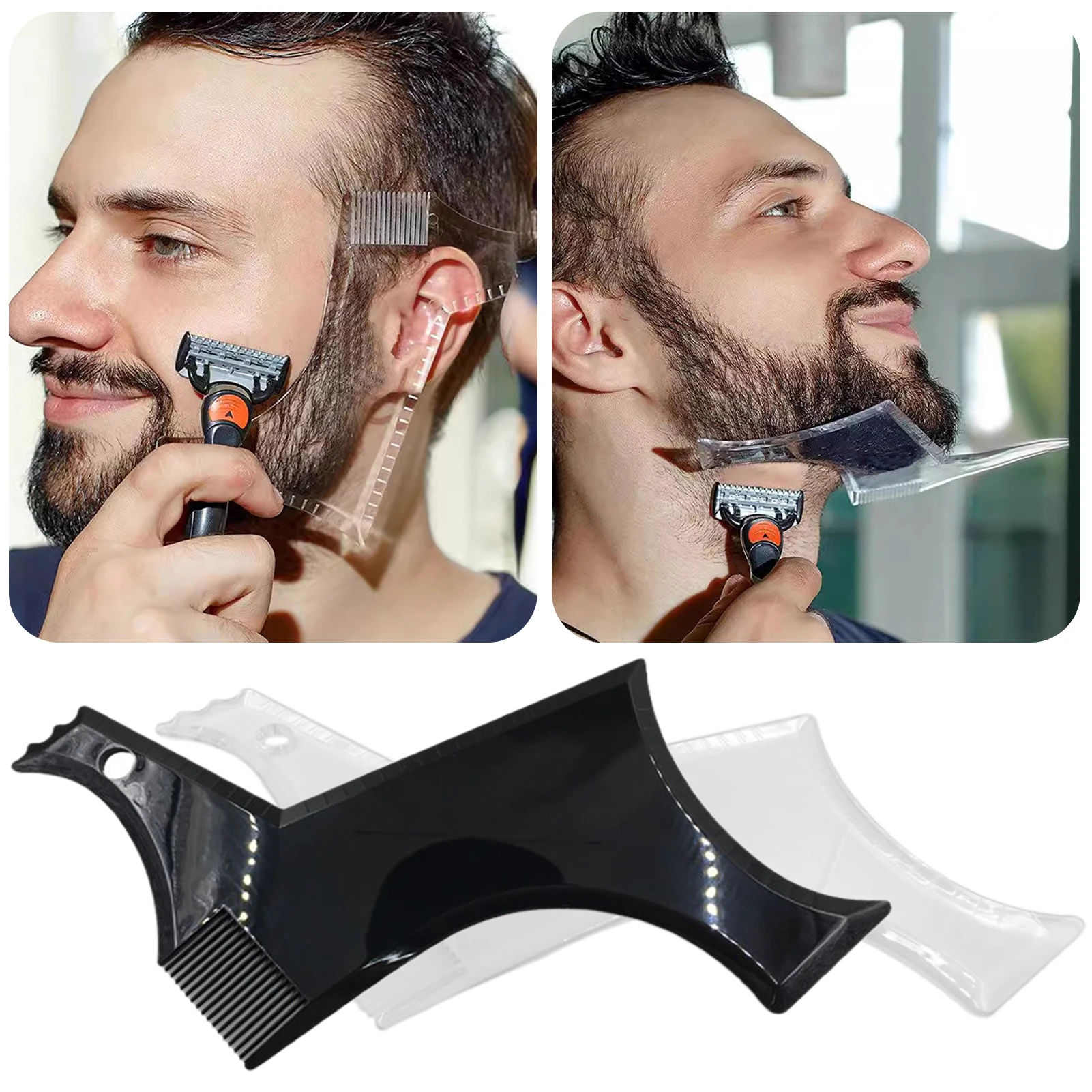 7 in 1 Beard Cutting Guide Shaper Beard Shaping Styling Tool Moustache Trim Templates for Work with Any Beard Razors