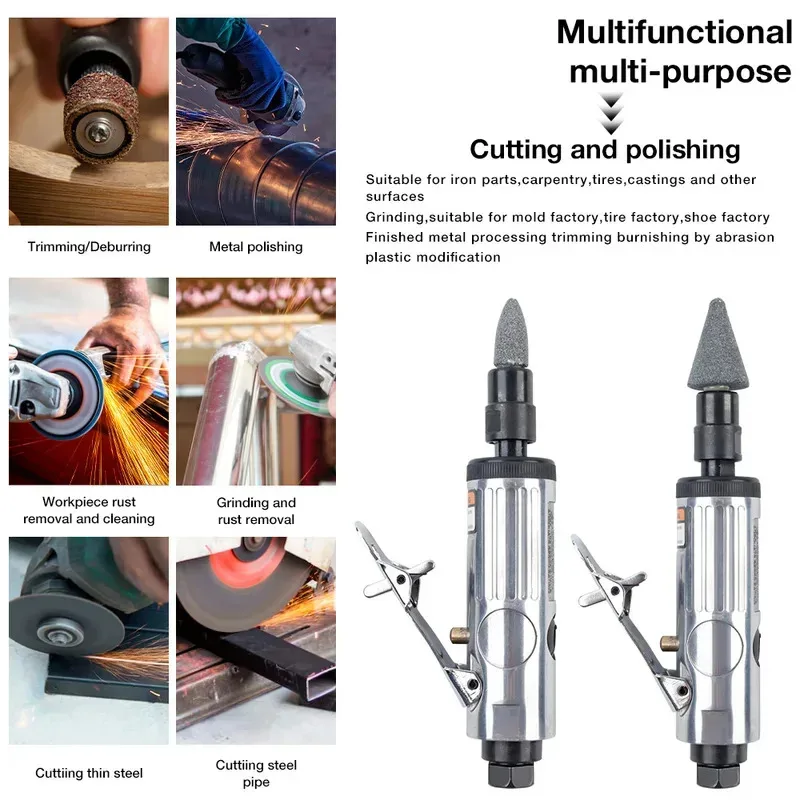 Air Die Grinder, with 1/4" and 1/8" Collets Pneumatic Tool Grinding Tool Set Deburring Tool, for Grinding/Rust Removal/Polishing