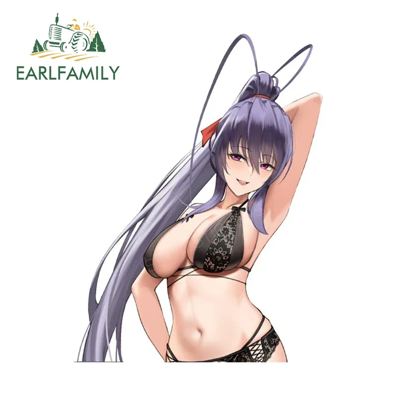 EARLFAMILY 13cm for Sexy Anime NSFW Akeno Himejima Car Sticker Car Accessories JDM Decal Air Conditioner Vinyl Bumper Decoration