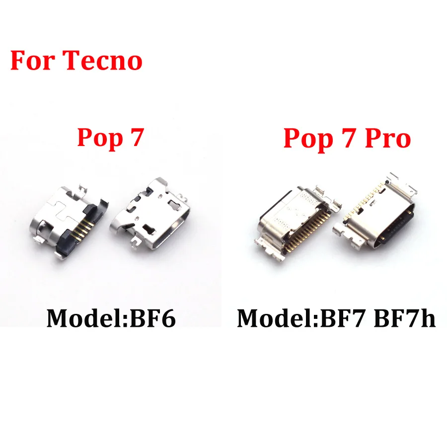 2-10pcs USB Charger Charging Connector For Tecno Pop 7 BF6 Fast Charger Dock Connector For Pop 7 Pro BF7 Repair Part