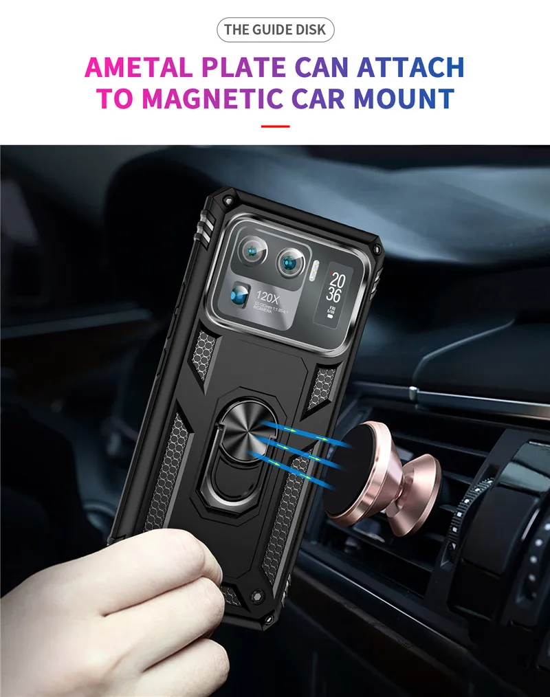 For Xiaomi Mi 11 Ultra Case Metal Ring Kickstand Armor Shockproof Case For Xiaomi 11U Mi11 Ultra Car Magnetic Holder Cover Coque