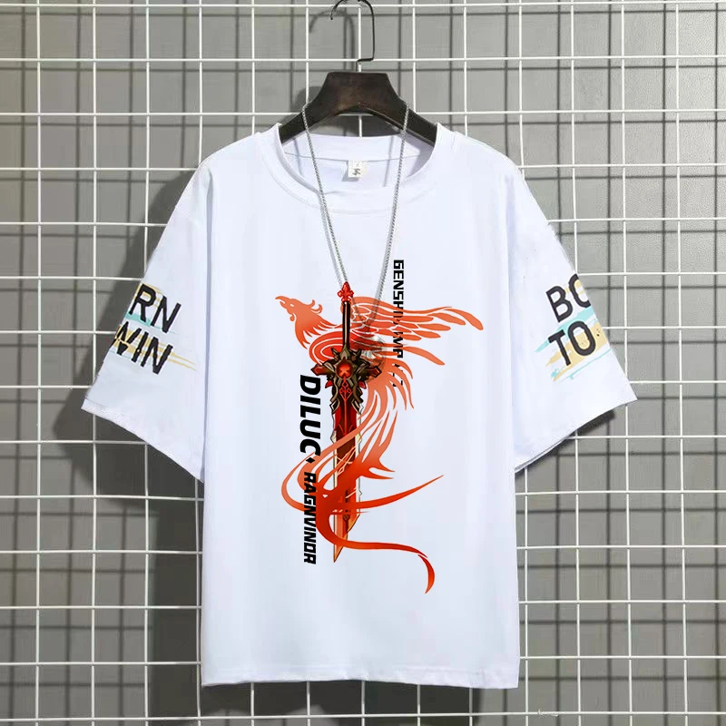 Genshin Impact Tartaglia Hu Tao Ganyu Kamisato Ayaka Anime bedrucktes T-Shirt Unisex Harajuku Retro T-Shirt Top Damen Kurzarm