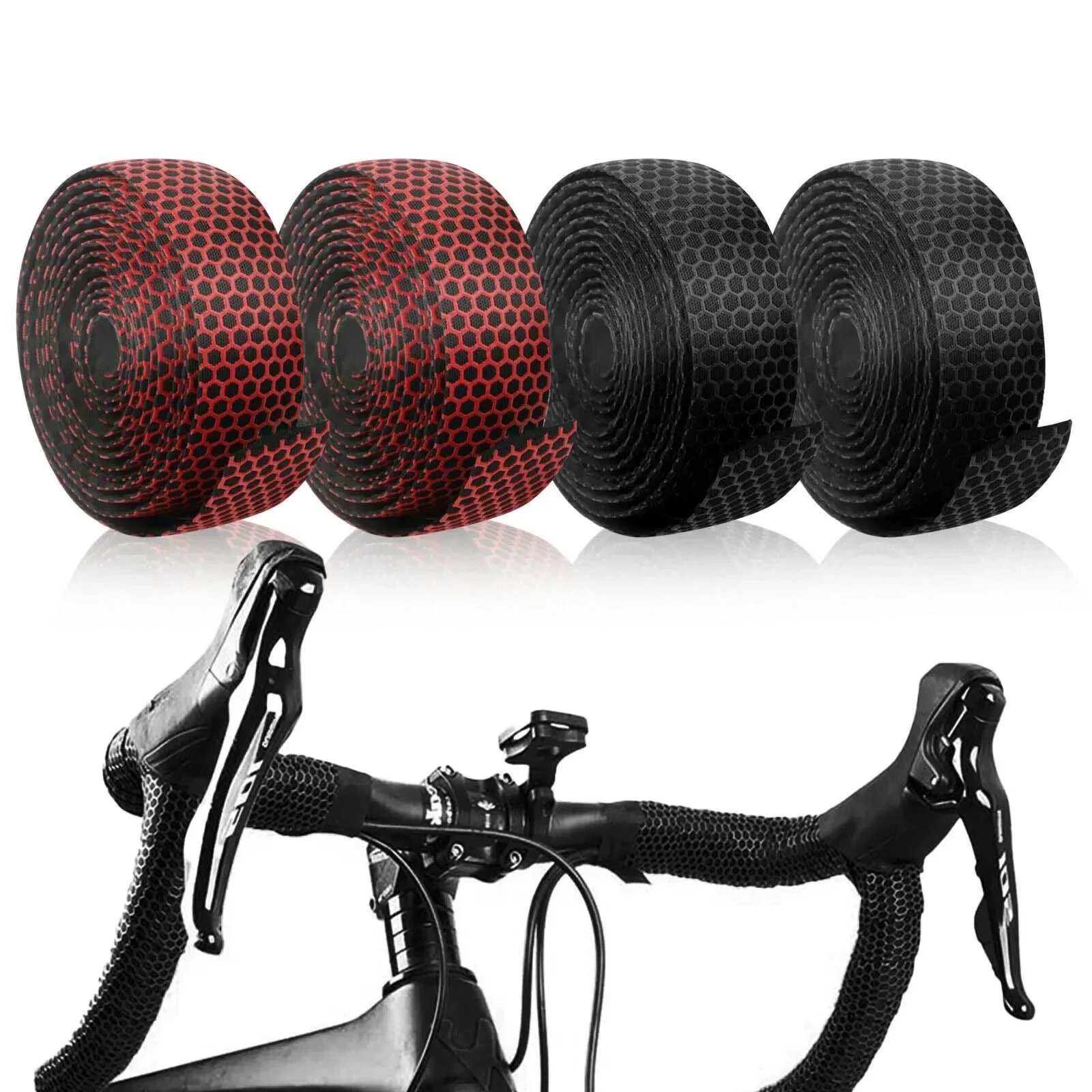 Bicycle handlebar tape curved handlebar wrap Bicycle honeycomb mesh bandage sticky tape grip cover riding accessories