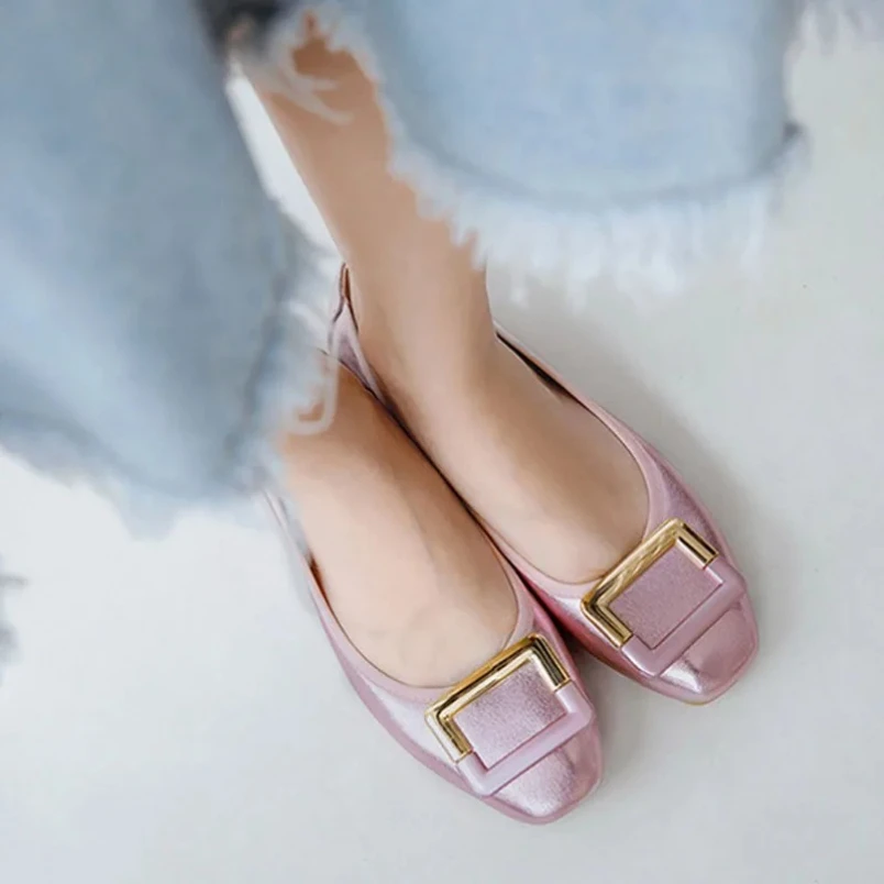 

Осень 2023, женские мягкие балетки на плоской подошве, женские складные лоферы из искусственной кожи с квадратной пряжкой, женские зеленые туфли