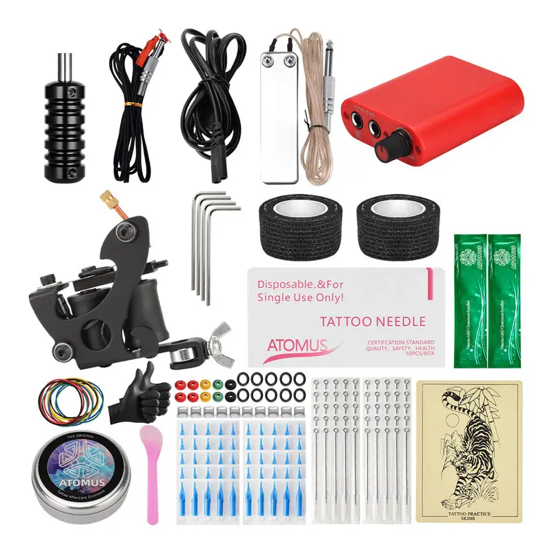 

JimKing Tatouage Kit Tatuagem Completo Maquina De Tatuar Profesional Power Supply Completo Tatto Needles Machine Full Set