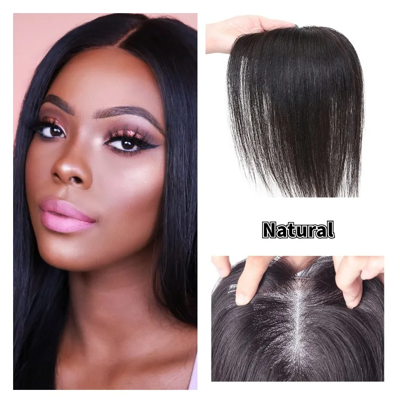 Clip In Hair Piece Women Real Hairpiece Hand Made Lightweight Breathable Hair Closure Hair Supplementing Set Women's Wig Women