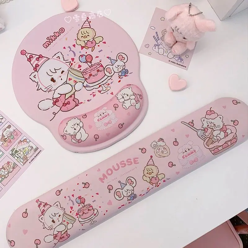 

Kawaii Mikko Wrist Guard Mouse Pad Anti Slip Cute Anime Cartoon Office Computer Desk Sponge Keyboard Holder Girl's Gifts Toys
